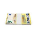 Stack of 200 euro banknotes.