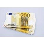 Stack of 200 euro banknotes.